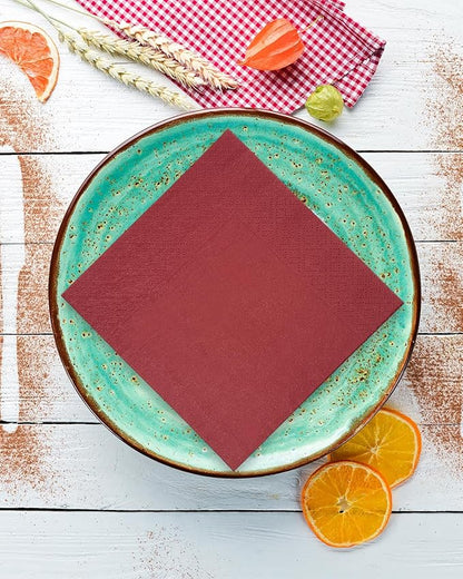 Burgundy Cocktail Napkins 5 * 5inch disposable Beverage Napkin paper for Cocktail, Wedding, Dinner，Birthday Party Dessert Wine Paper Napkins（ 120 Count）