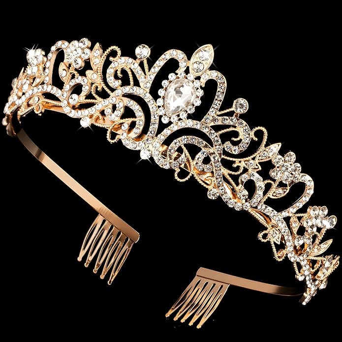 Princess Crown for Women, Crystal Queen Tiaras for Girls Bridal Hair Accessories Gifts for Birthday Wedding Prom, Bridal Party, Pageant, Halloween Christmas Costume