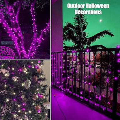 HISHINY Halloween String Lights 100 Count Incandescent Bulb Purple Halloween Lights with Black Wire for Outdoor Indoor Halloween Christmas Garland Party Festival Decor,UL Certified (21feet)