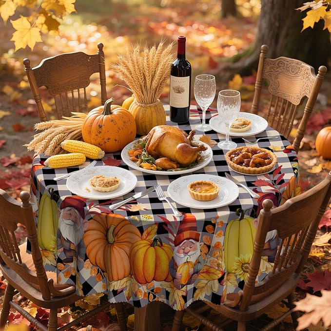 Eikione Round Tablecloth 70 Inch, Fall Tablecloth, Pumpkin Table Cloth, Autumn Harvest for Christmas, Holiday, Thanksgiving, Harvest