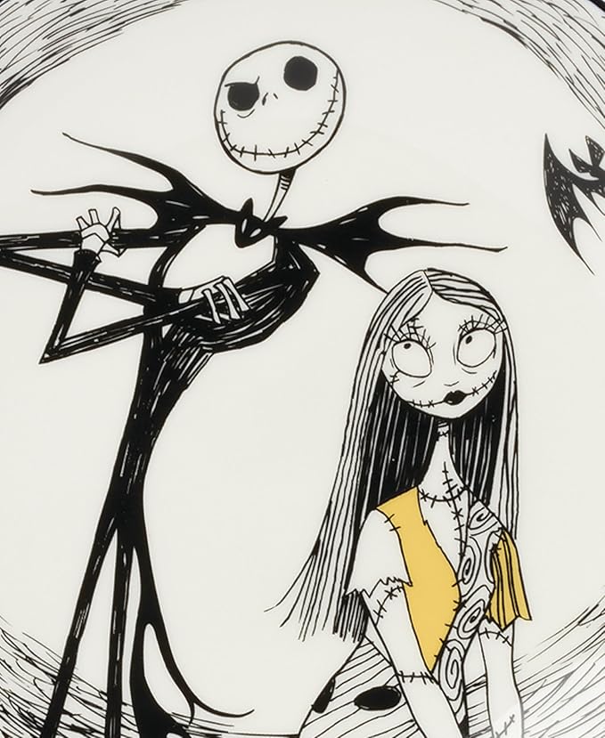 Lenox Dinnerware Set, Nightmare Before Christmas Accent Plates Set For 4, Jack Skellington, Halloween Decor Indoor, Porcelain, Dishwasher Safe, Microwave Safe, Halloween Dishes (White/Black, 4 Pieces)
