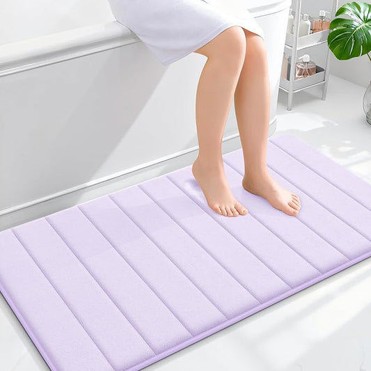 OLANLY Memory Foam Bath Mat 44x24, Super Soft Absorbent Bathroom Rugs, Quick Dry, Machine Washable Shower Floor Rugs, Bathmat Carpet, Bathroom Home Decor Accessories, Lavender