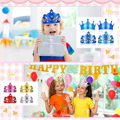 Yaomiao 44 Pcs Foam Crowns for Kids Princess Tiaras Crowns Bulk Diamond Sticker Making Kits for Birthday Party Supplies