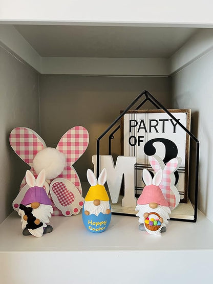 Madanar Easter Resin Gnomes for Tiered Tray Shelf Decorations - Chocolate Bunny, Egg, Basket (Easter)