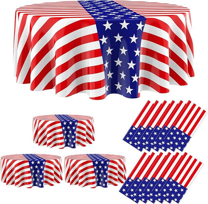Oudain 12 Pcs Veteran Day Tablecloth 84 Inch Plastic American Flag Tablecloths Disposable 4th of July Table Cover for Veterans Memorial Independence Day Patriotic Party Supplies (Stripe)