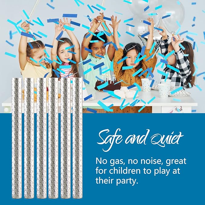BATTIFE It's a Boy, 12Pack Gender Reveal Confetti Wands, Tissue Paper Confetti Flick Flutter Sticks for Baby Boy Born Shower Party Decorations Supplies, Shoot Poppers, 14inch Blue