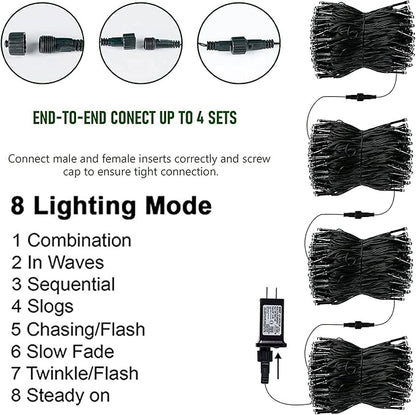 TW SHINE Halloween Lights, 400 LED 132FT Outdoor Halloween Lights Plug in with 8 Modes, Waterproof Light Outdoor, Indoor Decorations for Party Yard Haunted House Decor, Orange and Purple