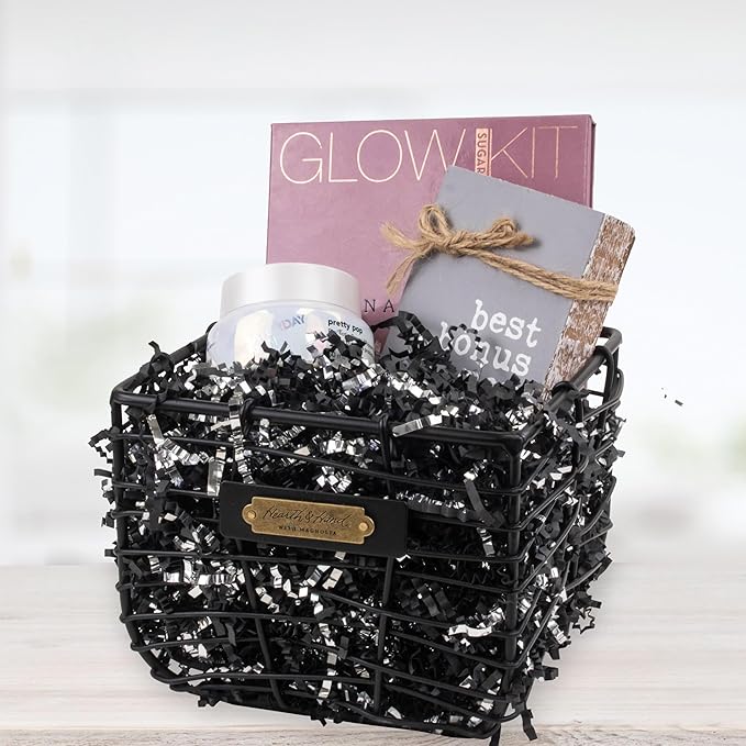 MagicWater Crinkle Cut Paper for Gift Baskets - 2LB - Black & Silver - Perfect for Shredded Paper Filler, Basket Filler, Gift Boxes, Bridesmaid Gifts, Christmas Stuffers & More – For All Occasions