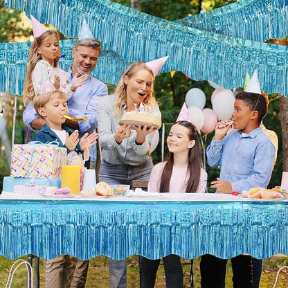 LOLStar 6 Pack Blue Foil Fringe Garland Party Decorations, 59Ft Tinsel Streamers Shiny Blue Wall Hanging Tinsel Fringe Banners for Wedding Birthday Anniversary Christmas New Year Party Decor