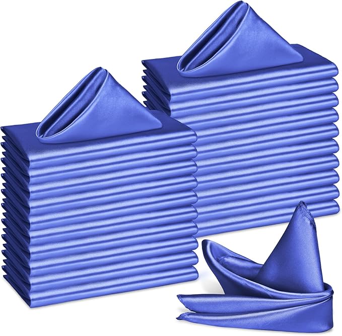 Bailarina 120 Pack Royal Blue Satin Napkins,17x17 Inches Wedding Napkins Square Soft Silky Table Napkins Bulk Decorative Elegant Cloth Napkin for Party Decoration, Banquet,Wedding,Graduation