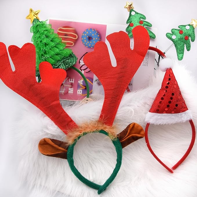 BQTQ 12 Pieces Christmas Headbands Xmas Party Costume Headband for Christmas Holiday Favor