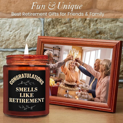 Retirement Gifts for Women, Men - Funny Retiring Candles - Christmas, Birthday, Retired Gift for Mom, Nurse, Coworker, Teacher, Friends - Tropical Coconut Natural Scented Soy Candle for Home