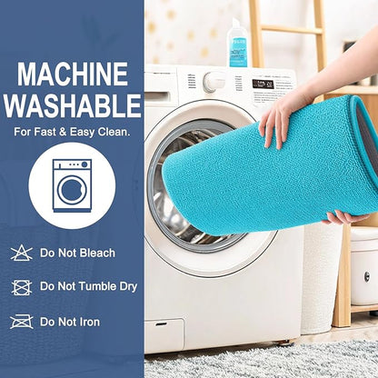 OLANLY Thick Memory Foam Bath Mat Rug 24x16, Extra Soft Absorbent Bathroom Rug, Quick Dry Bath Mats, Non-Slip, Machine Washable Carpet for Bathroom, Tub and Shower, Home Decor Accessories, Aqua Sky