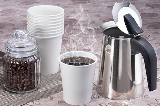 NYHI 300-Pack 8 oz White Disposable Paper Cups for Hot & Cold Drinks - Coffee, Tea, Water - Leak-Proof for Parties & Offices