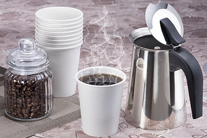 NYHI 300-Pack 8 oz White Disposable Paper Cups for Hot & Cold Drinks - Coffee, Tea, Water - Leak-Proof for Parties & Offices