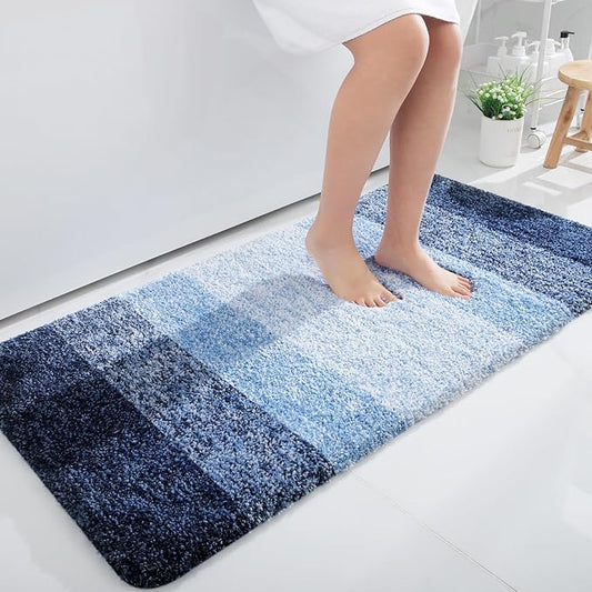 OLANLY Bathroom Runner Rugs 40x24, Extra Soft Absorbent Microfiber Bath Rugs, Rubber Backing, Quick Dry, Machine Washable Bath Mats for Bathroom Floor, Tub and Shower, Home Decor Accessories, Navy