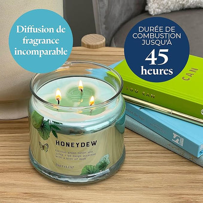 PartyLite Honeydew Scented, Notes of Green Melon, Juicy Ripe Mango and a Hint of Musk, 13.2oz 3-Wick Jar Candle, 45 Hour Burn Time, Luxurious Fragrance, Ideal for Gifting