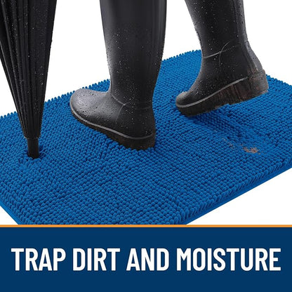 OLANLY Dog Door Mat for Muddy Paws 44x32, Absorbs Moisture and Dirt, Absorbent Non-Slip Washable Doormat, Quick Dry Chenille Mud Mat, Entry Indoor Entryway Carpet for Inside Floor, Deep Navy Blue