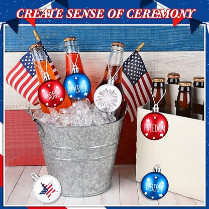 Aoriher 12 Pcs Christmas Ball Ornaments Patriotic Christmas Hanging Ornaments USA American Flag Ball Decor for Xmas Tree Party Holiday Decoration Outdoor Indoor