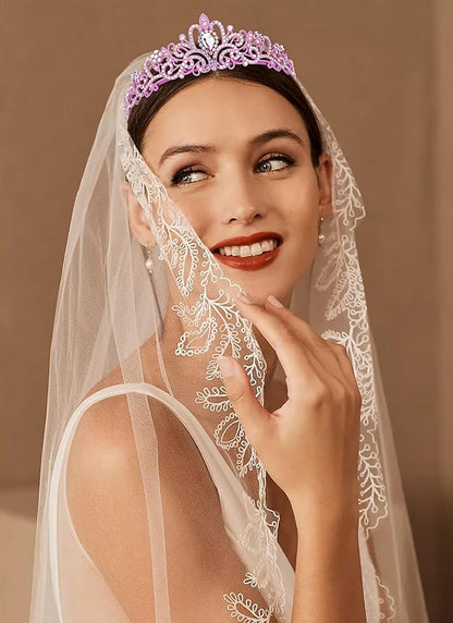 COCIDE Pink Tiaras and Crowns for Women Crystal Princess Tiara Rhinestone Queen Crown with Combs Bride Bridal Wedding Prom Halloween Christmas Birthday Party Hair Accessories for Girls