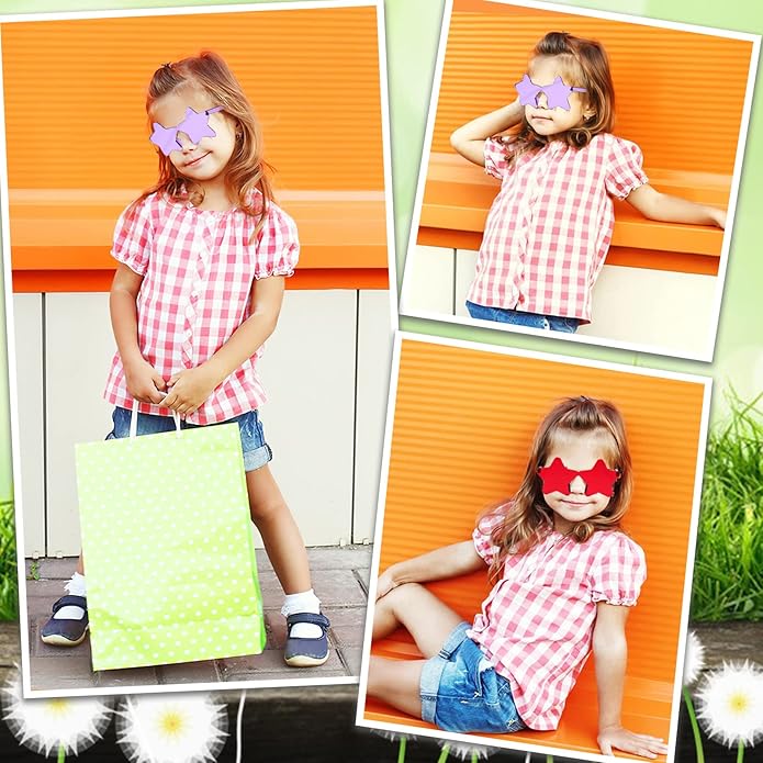 9 Pack Star Sunglasses, Colorful Rimless Star Shaped Glasses, Unisex Party Favors Supplies for Beach, Pool, Outdoors