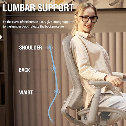 ELABEST Mesh Office Chair,Ergonomic Computer Desk Chair,Sturdy Task Chair- Adjustable Lumbar Support & Armrests,Tilt Function,Comfort Wide Seat,Swivel Home Office Chair
