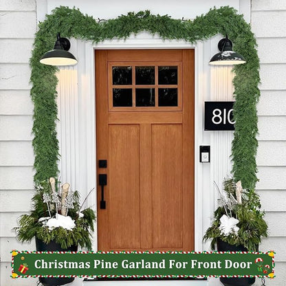 9 FT Christmas Cedar Garland - Thick Real Touch Pine Garland - Realistic Cypress Garlands Christmas Decorations for Mantel Table Stairs Porch - Outdoor Indoor Xmas Holiday Decor
