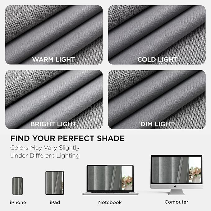 Joydeco Light Grey Blackout Curtains 96 Inches Long, Curtains 96 Inch Length 1 Panel for Bedroom, Thermal Insulated Linen Black Out Curtains with Grommets(100x96, Light Grey)