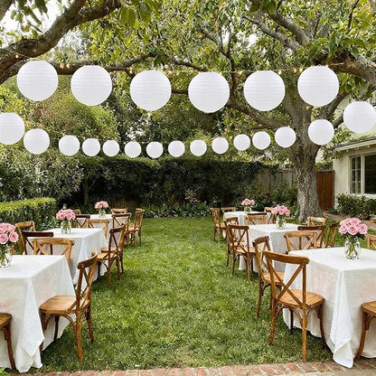 White Paper Lanterns Party Decorations, Hanging Paper Lanterns for Birthday Wedding Baby Bridal Shower Christmas New Year Party Decoration (12 PCS)