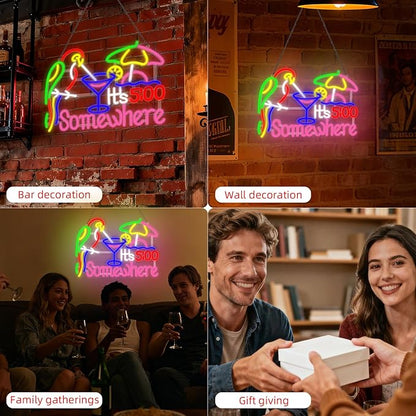 Somewhere Neon Sign, USB Powered, 11.4"×11" Dimmable Metal LED Neon Lights, Wall Decor for Bedroom, Party Pub, Kids' Room, Home Decoration, Man Cave, Gaming Room