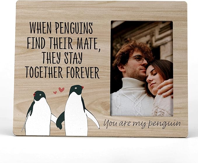 FONDCANYON love picture frames for couples,You Are My Penguin Couple Penguins Picture Photo FrameValentine Wedding Gifts For Girlfriend Boyfriend Husband Wife Bride Groom(4x6 Inch Photo) (Color-2)