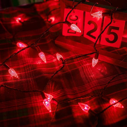 TW SHINE C6 String Lights, 200 LED 66 FT with 8 Modes Timer, Waterproof Connectable for Outdoor Yard Xmas Tree House Decorations (Red)