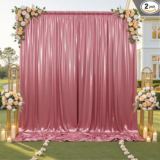 10x10ft Rose Gold Sequin Backdrop Curtain for Wedding Parties,2 Panels 5x10ft Thick Wrinkle Free Shimmer Glitter Rose Gold Photo Backdrop Drapes Curtains for Birthday Photography Background Cloth