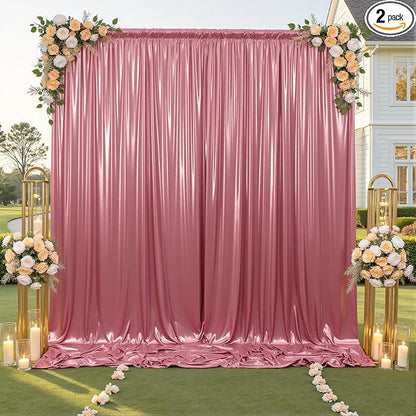 10x10ft Rose Gold Sequin Backdrop Curtain for Wedding Parties,2 Panels 5x10ft Thick Wrinkle Free Shimmer Glitter Rose Gold Photo Backdrop Drapes Curtains for Birthday Photography Background Cloth