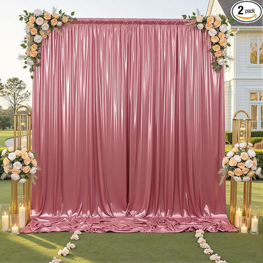 10x10ft Rose Gold Sequin Backdrop Curtain for Wedding Parties,2 Panels 5x10ft Thick Wrinkle Free Shimmer Glitter Rose Gold Photo Backdrop Drapes Curtains for Birthday Photography Background Cloth