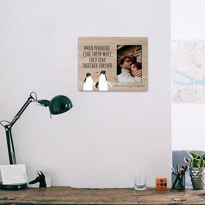 FONDCANYON love picture frames for couples,You Are My Penguin Couple Penguins Picture Photo FrameValentine Wedding Gifts For Girlfriend Boyfriend Husband Wife Bride Groom(4x6 Inch Photo) (Color-2)
