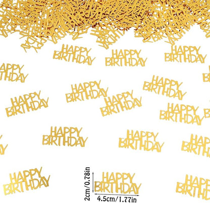 100 Pcs Gold Happy Birthday Confetti, Gold Confetti Birthdays Party Decorations Birthday Table Decorations Cake Balloon Scatter Decoration for Birthdays, Baby Shower Party Supplies