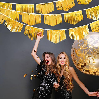 Gold Tassel Banner Double Sided Metallic Fabric Pennant Bunting Flag Garland for Graduation Birthday Anniversary Bachelorette Engagement Wedding Bridal Shower Baptism Hen Party Decorations Supplies