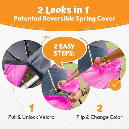 JUMPZYLLA Trampoline Outdoor 8FT 10FT 12FT 14FT 15FT 16FT with Enclosure and Ladder, ASTM Approved Recreational Trampoline for Kids and Adults, Anti-Rust Coated Frame