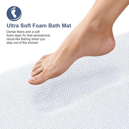 OLANLY Toilet Rugs U-Shaped 24x20, Extra Soft Absorbent Thick Memory Foam Contour Bathroom Rugs, Dry Quickly, Machine Washable, Non-Slip Toilet Bath Mat, Home Decor Accessories, White
