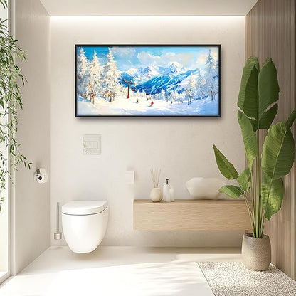 Snow Mountain Large Wall Art Ski Framed Wall Decor for Living Room, Mountains Pictures Oversized Canvas Print Painting Modern Extra Large Framed Artwork for Bedroom Office Home Decor 60"x30"
