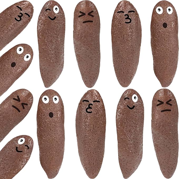 Poop Slingshot 12pcs Fake Poop Toys for Kids Stocking Stuffers, Funny Gag Gifts Bulk Party Favors Game Prizes, Sticky Poo Emotion Fidget Toys for Kids Age 3-5-7 4-8-12 Year Old Boys Girls Teens Adults