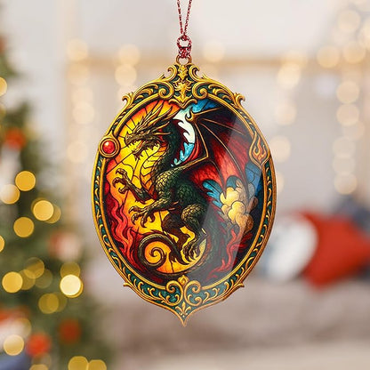 Dragon Ornaments. Dragon Ornaments for Christmas Tree - Book Lover - Christmas Ornament 2025 - Suncatcher Effect Window Hanging.car Hanging Accessories