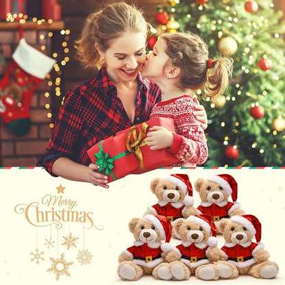 MaoGoLan 14 inch Christmas Teddy Bear Stuffed Animal Plush Bear with Classic Outfits - Removable 8'' Santa Coat & Hat Fits Most Small Plush Toys - Christmas Decorations & Gifts, 3 Pack