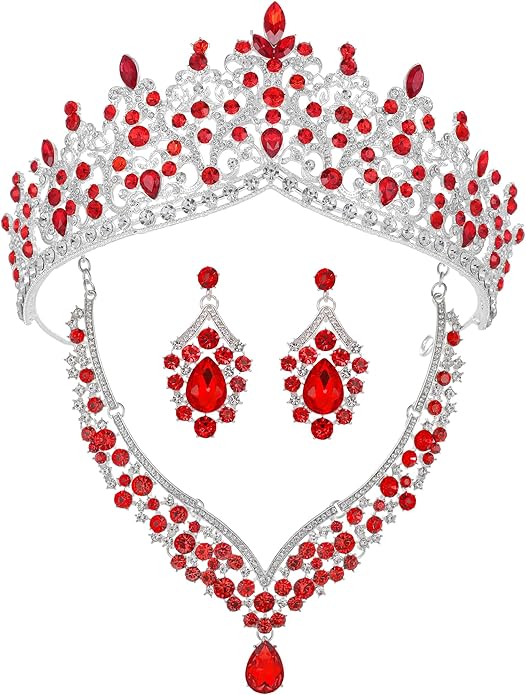 Kamirola Tiaras and Crowns for Women,Tiaras Earrings Necklace, Crystal Bridal Jewelry Set, Costume Party Halloween Prom Pageant Jewelry for Women TR80