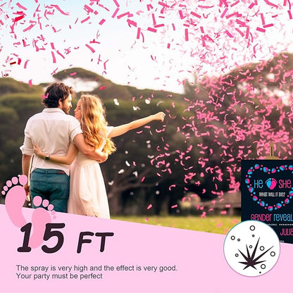 6 Pack Gender Reveal Confetti Cannon | No Powder Confetti Poppers | Ideal for Baby Girl Gender Reveal Decoration (6 Pink)