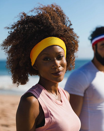 Suddora Workout Headband for Men and Women, Moisture-Wicking Athletic Sweatband, Lightweight Cotton Terry Cloth Bands for Basketball, Tennis, Football, Gym, Running, Cosplay & Costumes