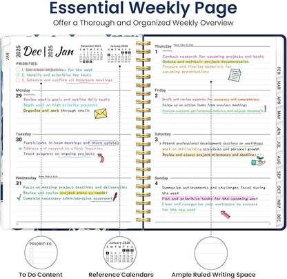2026 Planner, Weekly and Monthly Planner for Women, Jan 2026 - Dec 2026 Pretty 2026 Calendar Planner with Monthly Tabs, Inner Pocket, Spiral Binding, Perfect for Office Home School - 8.5" x 11", Blue Art