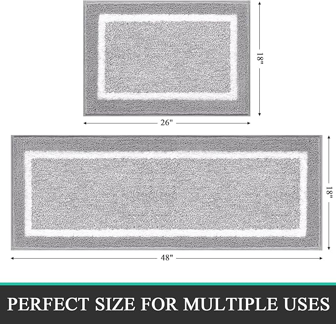 Pauwer Bathroom Sets - Non Slip Bath Mats, Absorbent Shower Rugs for Tub and Floor