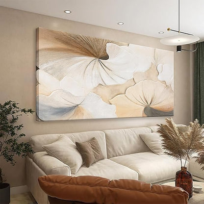 Suconvng Canvas Art Wall Decor Modern Minimalist Wall Decor Abstract Flower Paintings Brown White Flower Wall Art Prints Floral Art Pictures For Bedroom Kitchen Office Artwork 20"×40"
